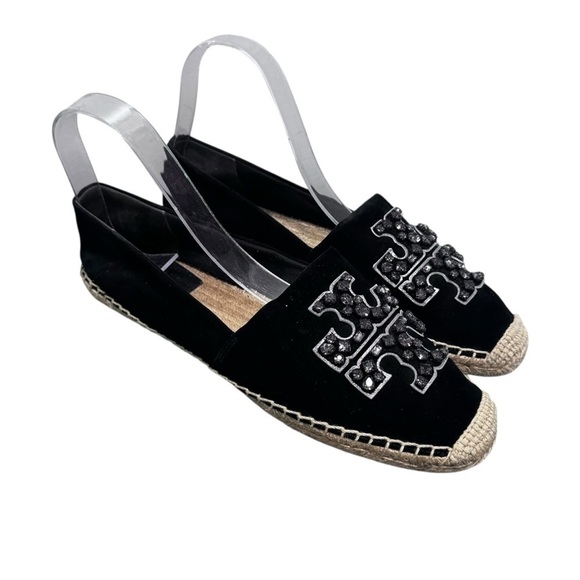 Tory Burch Shoes - Tory Burch Embellished Espadrille Suede Jewel Perfect Black/Diamond Size 10.5